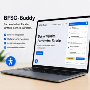 BFSG-Buddy Einstellungen mit Funktionen wie Texte vorlesen, Screenreader und Kontrast